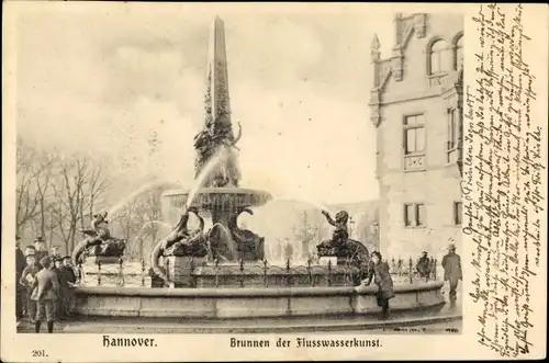 Ak Hannover in Niedersachsen, Brunnen der Flusswasserkunst