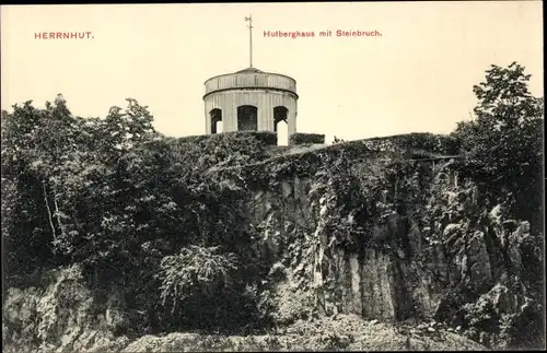 Ak Herrnhut in der Oberlausitz Sachsen, Hutberghaus mit Steinbruch