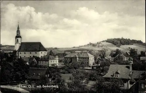 Ak Eibau Kottmar in der Oberlausitz, Ortsansicht mit Beckenberg, Kirche