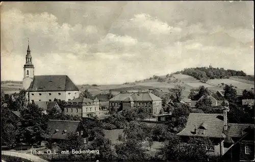 Ak Eibau Kottmar in der Oberlausitz, Ortsansicht mit Beckenberg, Kirche