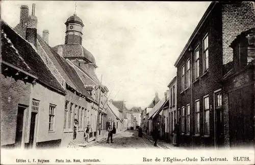 Ak Sluis Zeeland Niederlande, Oude Kerkstraat