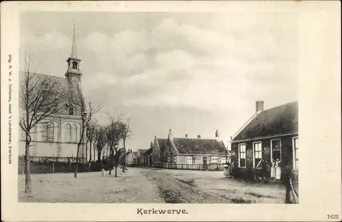 Ak Kerkwerve Schouwen Duiveland Zeeland, Straßenpartie