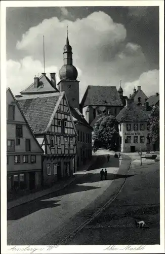 Ak Arnsberg im Sauerland Westfalen, Alter Markt, Kirchturm, Hotel