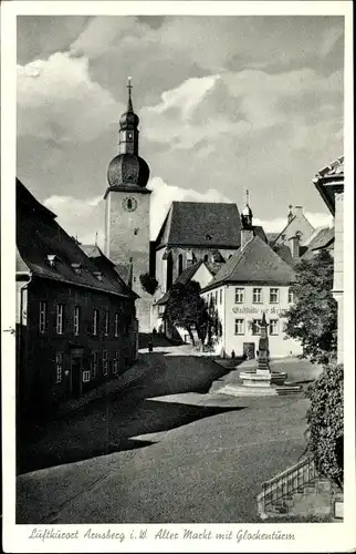 Ak Arnsberg Westfalen, Alter Markt mit Glockenturm