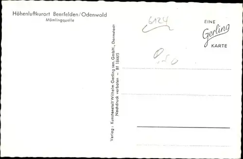 Ak Beerfelden Odenwald, Mümlingquelle, Gaststätte Brunnenstube