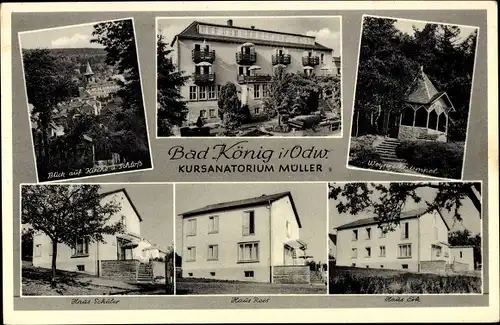 Ak Bad König im Odenwald Hessen, Kursanatorium Müller, Haus Reis, Haus Erk, Kirche, Schloss