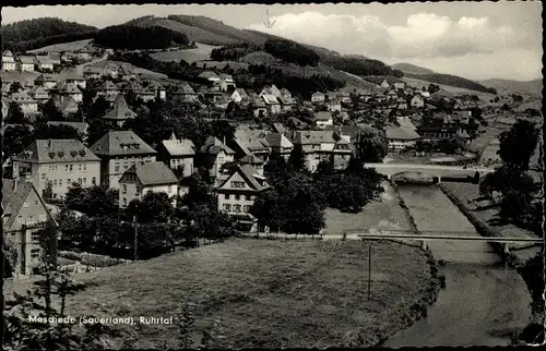Ak Meschede im Sauerland, Blick ins Ruhrtal, Wohnsiedlung, Brücken