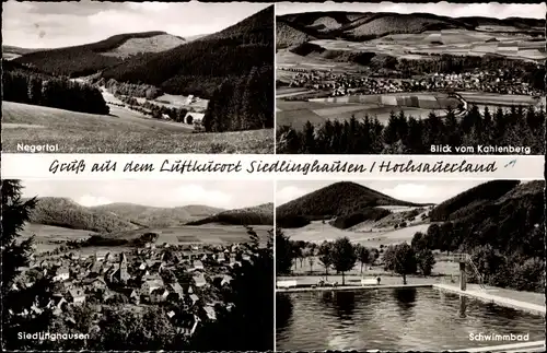 Ak Siedlinghausen Winterberg im Sauerland, Schwimmbad, Blick vom Kahlenberg