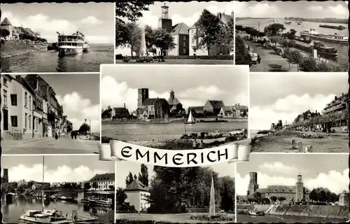 Ak Emmerich am Niederrhein, Hafenpartie, Kirche, Teilansichten