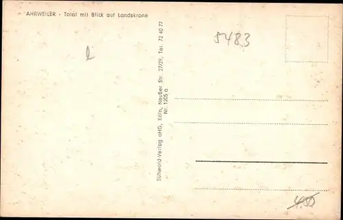 Ak Ahrweiler in Rheinland Pfalz, Gesamtansicht, Landskrone