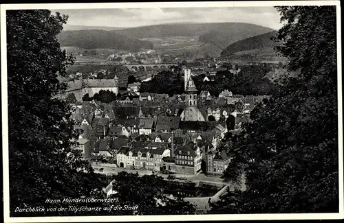 Ak Hann. Münden in Niedersachsen, Blick von der Tillyschanze auf die Stadt