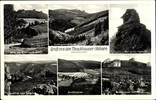 Ak Bruchhausen Olsberg Sauerland, Bruchhauser Steine, Der große Kurfürst, Panorama