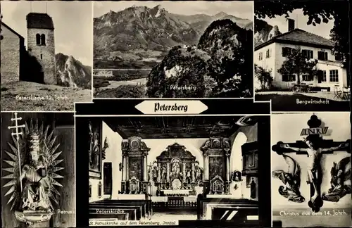 Ak Flintsbach am Inn Oberbayern, Peterskirche, Petersberg, Bergwirtschaft, St. Petrus, Altar