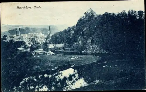 Ak Hirschberg an der Saale, Panorama vom Ort, Flusspartie