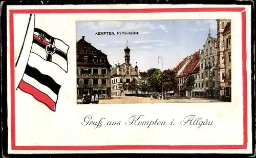 Ak Kempten im Allgäu Schwaben, Rathausplatz