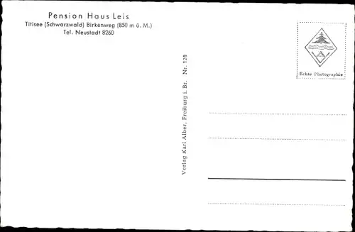 Ak Titisee Neustadt im Breisgau Hochschwarzwald, Pension Haus Leis