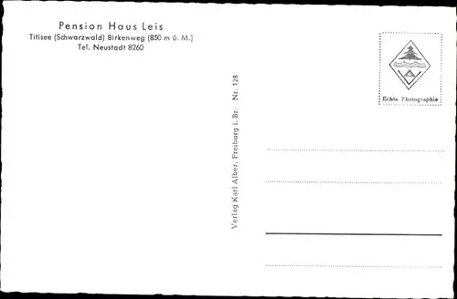 Ak Titisee Neustadt im Breisgau Hochschwarzwald, Pension Haus Leis