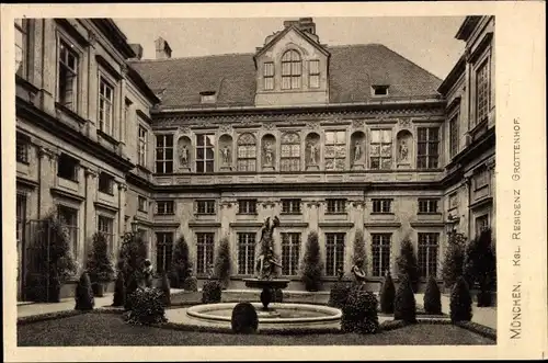 Ak München, Kgl. Residenz, Grottenhof