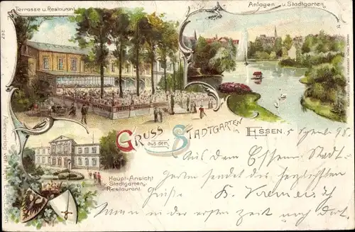 Litho Essen im Ruhrgebiet, Stadtgarten, Restaurant, Anlagen