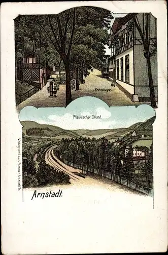 Litho Arnstadt in Thüringen, Eremitage, Plauescher Grund