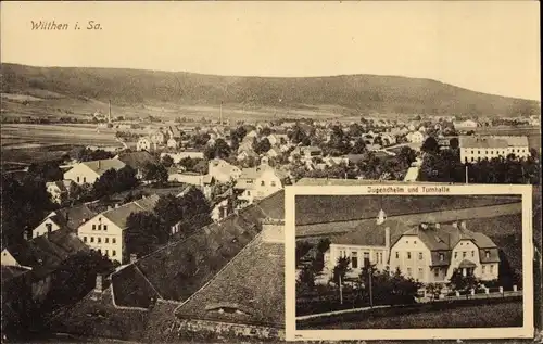 Ak Wilthen im Kreis Bautzen Sachsen, Blick auf Ortschaft, Jugendheim, Turnhalle