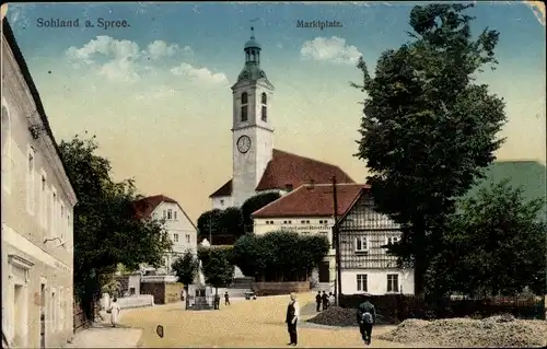 Ak Sohland an der Spree Lausitz, Marktplatz, Kirche