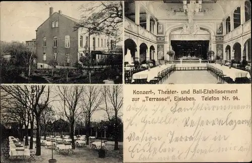 Ak Lutherstadt Eisleben, Konzert- Theater- und Ball-Etablissement zur Terrasse, Saal, Garten