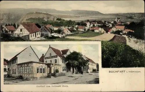 Ak Buchfart Weimarer Land, Panorama, Gasthof zum Goldenen Stern