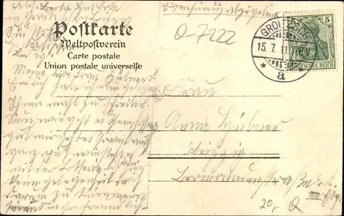 Litho Groitzsch in Sachsen, Rathaus, Stadtkirche, Markt