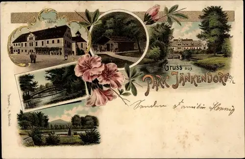 Litho Jänkendorf Waldhufen Oberlausitz, Park Jänkendorf, Brauerei Gasthof