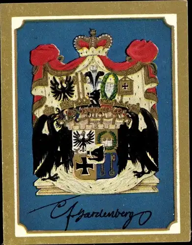 Sammelbild Ruhmreiche deutsche Wappen Bild 19, Karl August Fürst v. Hardenberg, Kanzler, Preußen