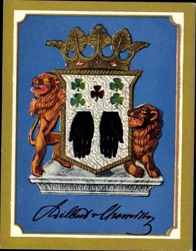 Sammelbild Ruhmreiche deutsche Wappen Bild 175 Adalbert von Chamisso, Dichter