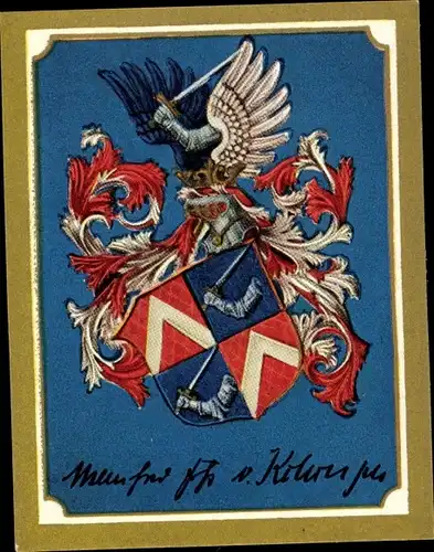 Sammelbild Ruhmreiche deutsche Wappen Bild 61 Manfred Freiherr v. Killinger sächs. Ministerpräsident