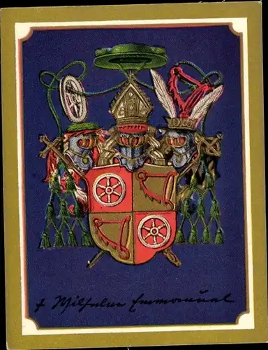 Sammelbild Ruhmreiche deutsche Wappen Bild 42 Wilhelm Emmanuel Freiherr v. Ketteler, Bischof  Mainz