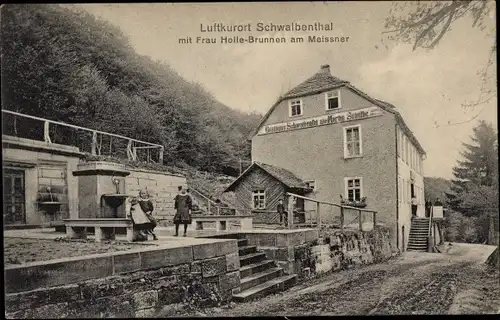Ak Meißner in Hessen, Schwalbenthal, Gasthaus, Frau Holle Brunnen