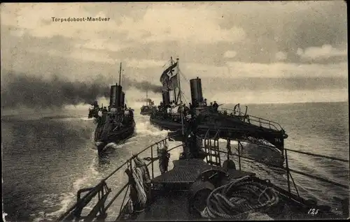 Ak Deutsche Kriegsschiffe, Torpedoboot Manöver, Kaiserliche Marine