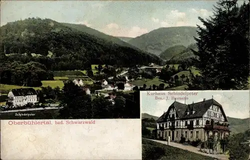 Ak Ober Bühlertal in Baden Schwarzwald, Kurhaus Schindelpeter, Bes. Alois Schindler