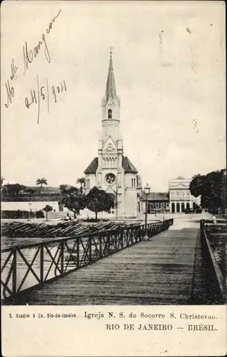 Ak Rio de Janeiro Brasilien, Igreja N. S. do Socorro S. Christovao, Kirche