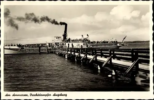Ak Ammersee, Prachtdampfer Augsburg, Landungssteg