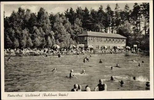 Ak Schmannewitz Dahlen in Sachsen, Naturbad Waldteich, Inh. M. Seidel