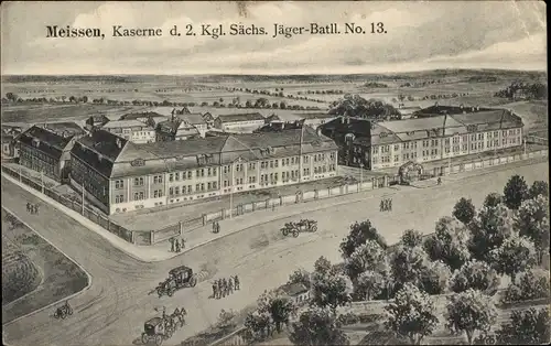 Ak Meißen an der Elbe, Kaserne 2. Kgl. Sächs. Jäger Batl. No. 13