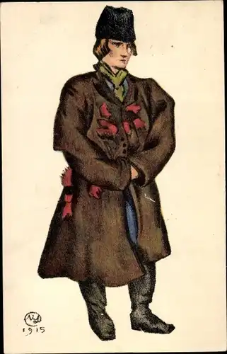 Künstler Ak Dobuzynski, Mann in russischer Tracht