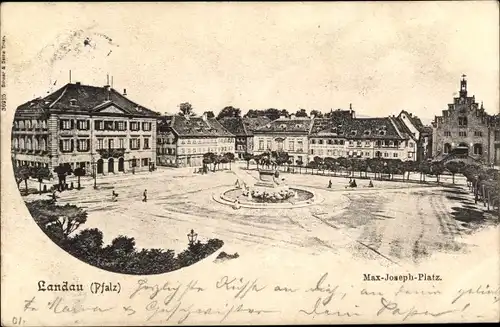 Ak Landau in der Pfalz in Rheinland Pfalz, Partie auf dem Max Joseph Platz