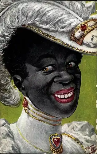 Künstler Ak Thiele, Arthur, Portrait einer dunkelhäutigen Frau mit Hut