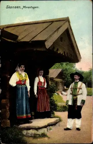 Ak Skansen Stockholm Schweden, Morastugan, Schwedische Trachten