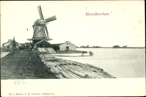 Ak Monnikendam Waterland Nordholland Niederlande, Molen, Holzbalken