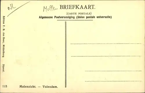 Ak Edam Volendam Nordholland, Molenzicht, Windmühle, Kinder und Frau in Tracht