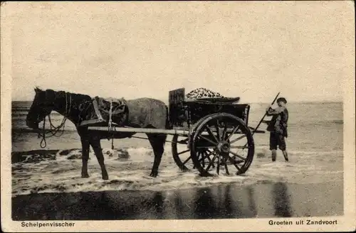 Ak Zandvoort Nordholland Niederlande, De Schelpenvisscher