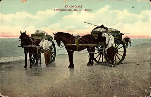 Ak Zandvoort Nordholland Niederlande, Schelpvisschers aan het Strand