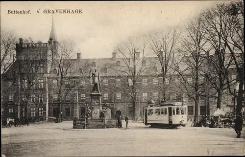 Ak 's Gravenhage Den Haag Südholland, Buitenhof, Straßenbahn